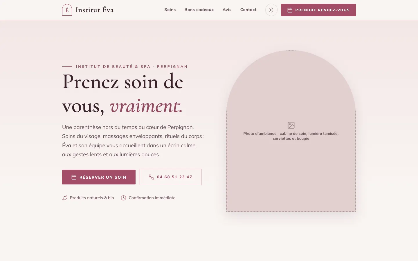Site de l’Institut Éva affiché sur ordinateur