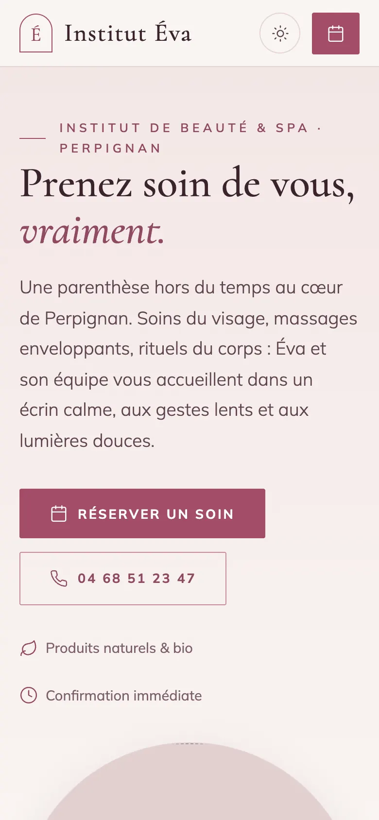 Démo Institut Éva sur téléphone