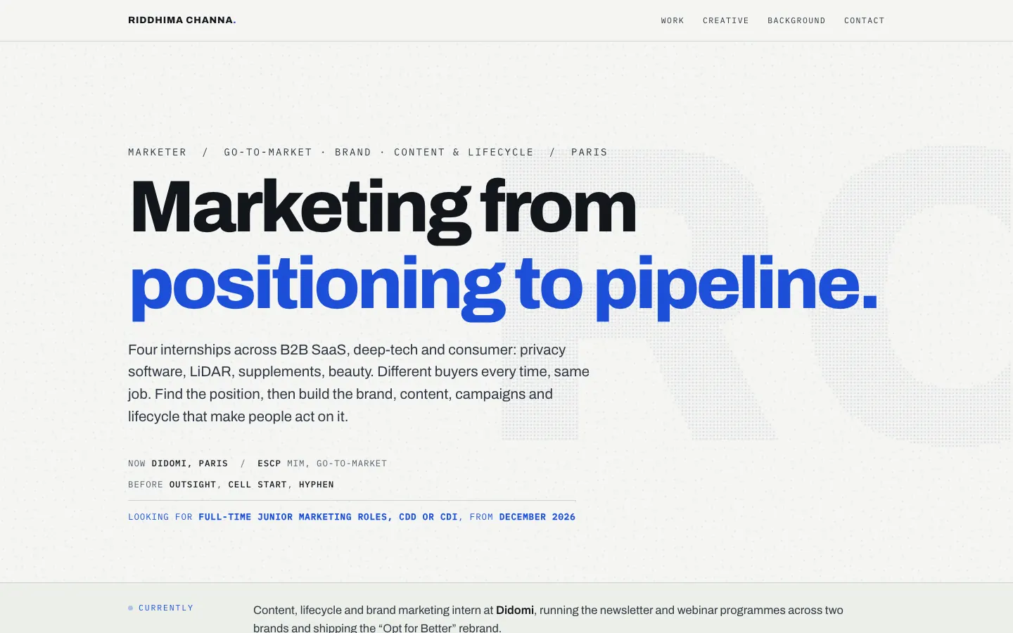 Le site riddhima.fr affiché sur ordinateur